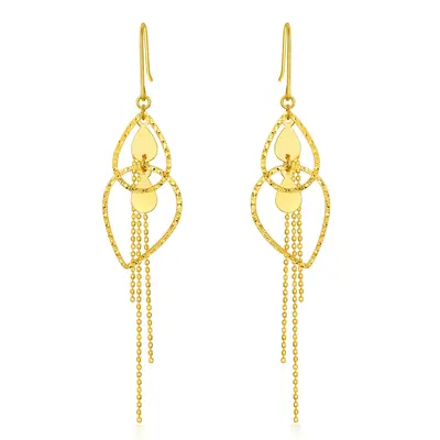 18K Gold Oval Shaped Drop Earrings