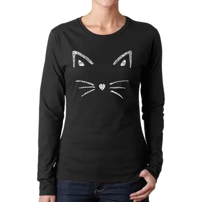 Whiskers - Women's Word Art Long Sleeve T-Shirt - Pink - X-Large