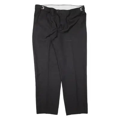 Pleated Mens Trousers Black Regular Tapered W38 L30