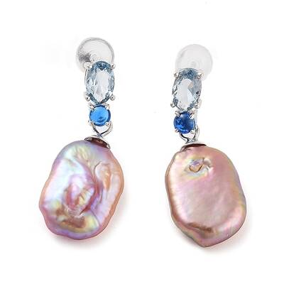 Oval Rhodium Plated 925 Sterling Silver Studs Earrings