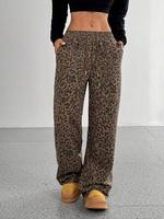 Women's Leopard Print Tie Waist Pants, Casual Comfy Trousers for Daily Wear, Ladies Bottoms for All Seasons, Going Out Bottom...