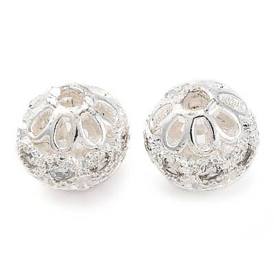 Brass Micro Pave Clear Cubic Zirconia Spacer Baeds