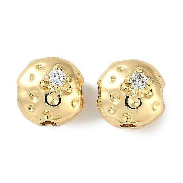 Brass Micro Pave Cubic Zirconia Beads
