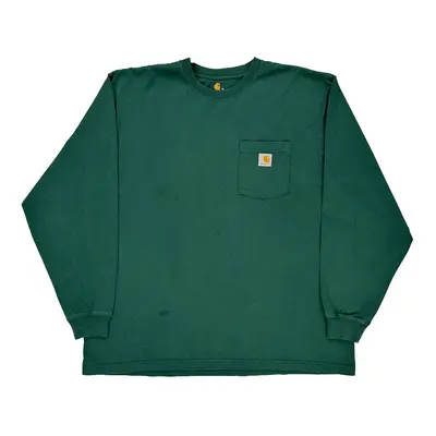 Carhartt Long Sleeve T-Shirt - XL Green Cotton