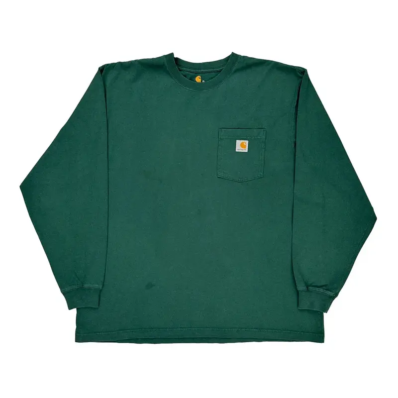 Carhartt Long Sleeve T-Shirt - XL Green Cotton