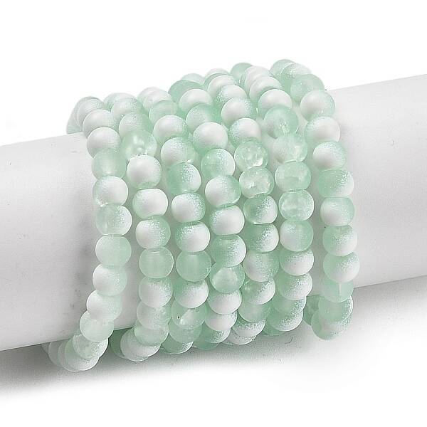 Frosted Crackle Glass Beads Strands