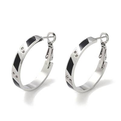 304 Stainless Steel Rhinestone Hoop Earrings for Women