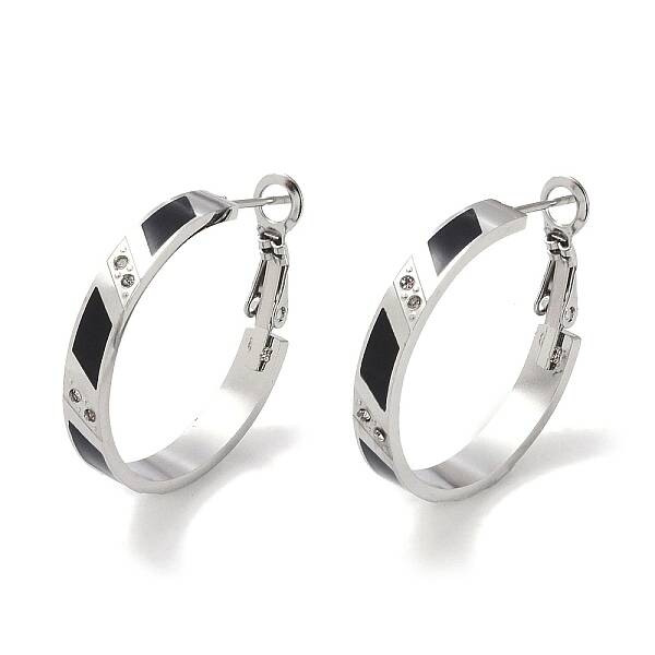 304 Stainless Steel Rhinestone Hoop Earrings for Women