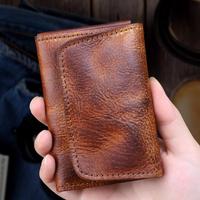 1pc Viking Sporran Mini Portable Soft Bourbon Brown Handcrafted Leather Genuine Cowhide Credit Card Wallet Change Holder Coin...