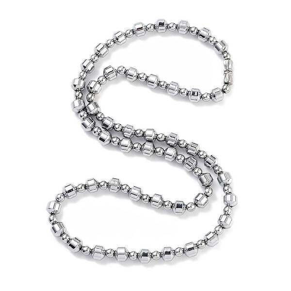 Electroplated Synthetic Non-magnetic Hematite Round & Drum Beaded Necklaces