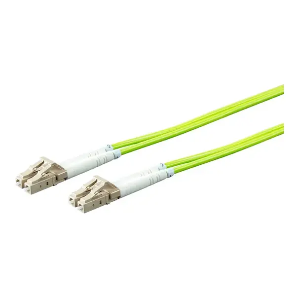 45948 Monoprice MM OM5 Fiber Optic Cable LC-LC UL 2mm 25-/125 OFNR Duplex Green 9m