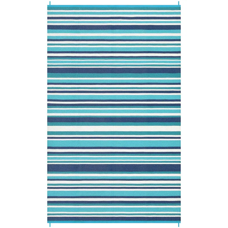 Garvee Reversible Outdoor Rug 8x10ft – Waterproof Plastic Straw Patio Carpet – Modern Geometric Striped, Mark Resistant, ...