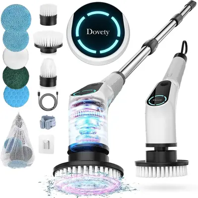 Electric spin scrubber, Cordless Cleaning Brush, Shower Scrubber , Power Cleaning Brush with Extension Handle for Bathtub Gro...