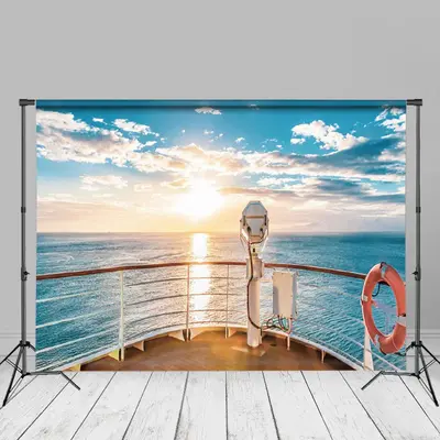 Blue Sky Sea Ocean Yacht Travel Spring Photo Backdrop - Aperturee