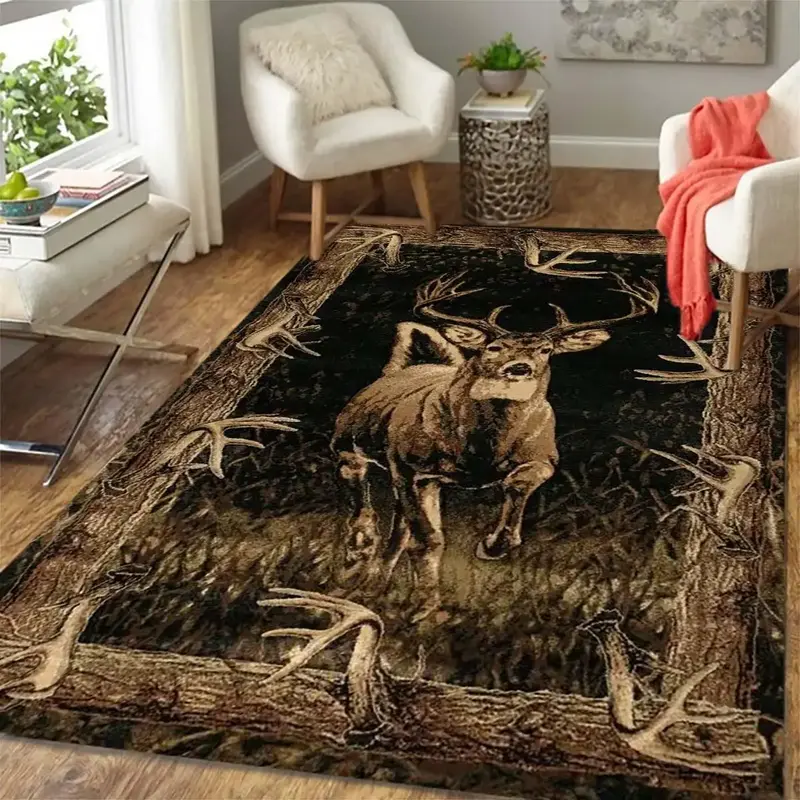 Boho Deer Pattern Cool Bedroom Bedside Rug, Summer Gifts, 1 Count Non-slip Kitchen Mat, Living Room Area Rug, Rug Living Room...