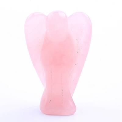 Natural Rose Quartz Carved Healing Angel Figurines