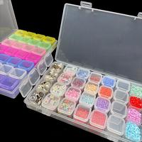 28-grid Transparent Plastic Storage Box with Sticker, 1 Set Diy Crafts Small Items Storage Box with Stickers, Rhinestones Sto...