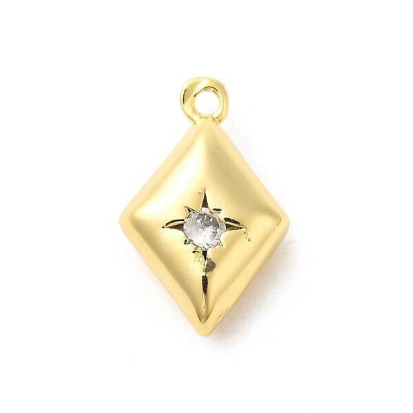 Real 18K Gold Plated Rack Plating Brass Micro Pave Cubic Zirconia Pendants