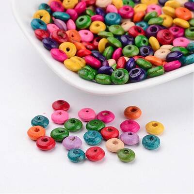 Lead Free Rondelle Natural Wood Beads