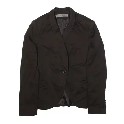 ZARA Padded Shoulder Blazer Jacket Brown Womens M