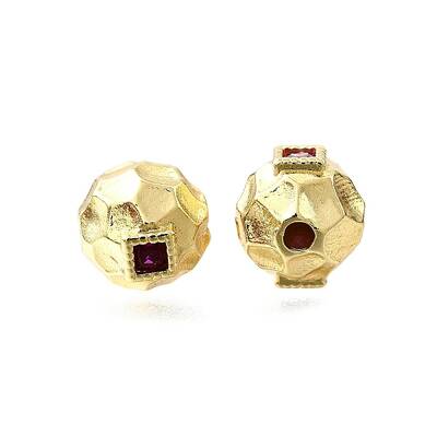 Brass Micro Pave Cubic Zirconia Beads