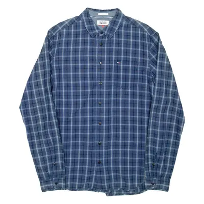 TOMMY HILFIGER Mens Shirt Blue Check Long Sleeve S