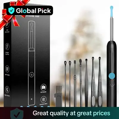 Global Pick Earwax Removal Tool with Camera, 1 Set Wireless Endoscope Earwax Cleaner, Waterproof Endoscope Ear Cleaning Tool,...