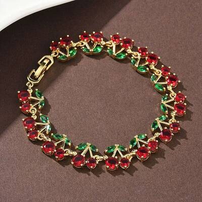 Cherry Brass Micro Pave Cubic Zirconia Chain Bracelets