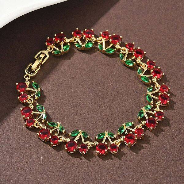 Cherry Brass Micro Pave Cubic Zirconia Chain Bracelets