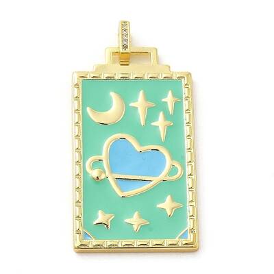 Brass Micro Pave Cubic Zirconia Pendant with Enamel