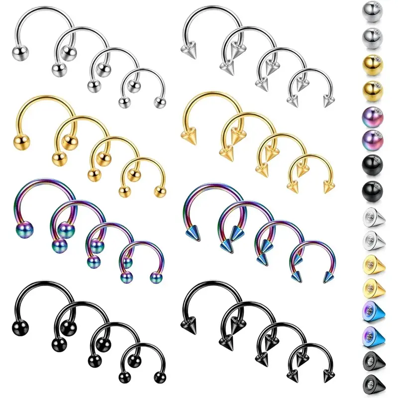 FLORIDECO 32Pcs Stainless Steel Septum Rings 16G Septum Jewelry Septum Piercing for Women Men Nose Piercing Jewelry Lip Rings...