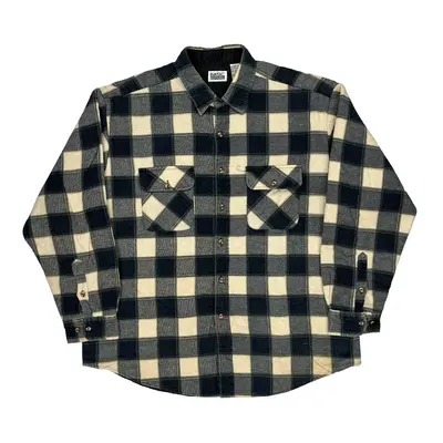 Basic Editions Checked Flannel Shirt - XL Black Cotton Blend
