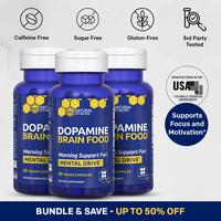 Dopamine Brain Food™ - 3 Pack - Dopamine Brain Food Supplement w/L-Tyrosine - Promotes Mental Drive, Clarity & Focus