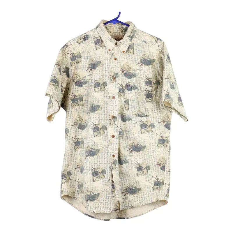 Woolrich Graphic Short Sleeve Shirt - Large Green Cotton Blend