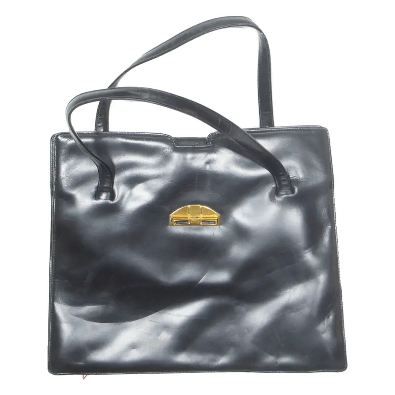 Womens Shoulder Bag Black Leather 90s