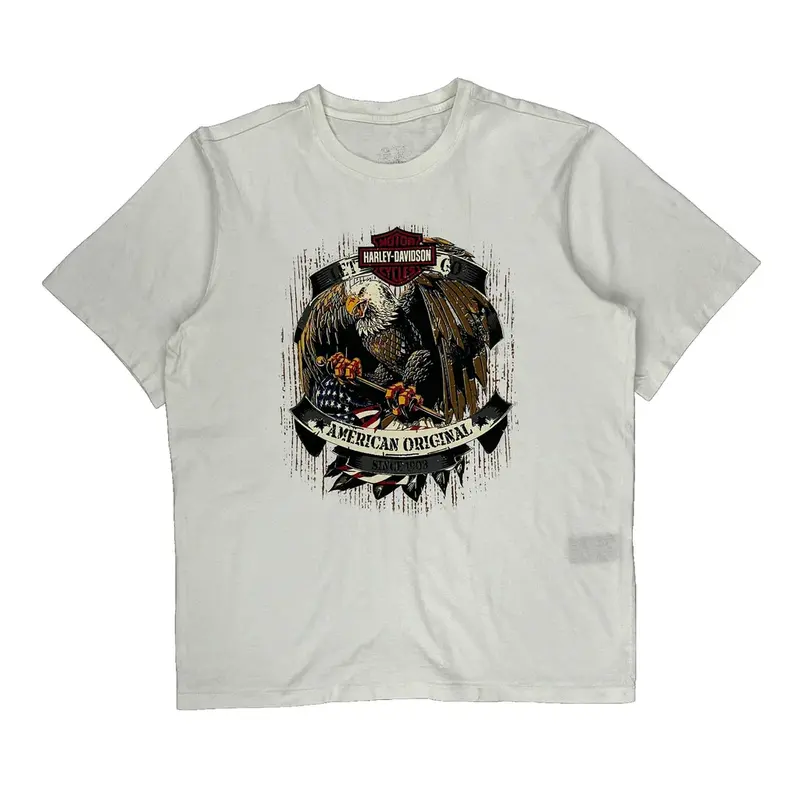 American Original Harley Davidson Graphic T-Shirt - XL White Cotton