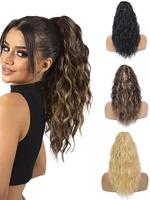 16 Inch Short Wavy Ponytail Extension, Natural Fluffy Synthetic Ponytail Extension, Synthetic Hairpiece for Women & Girls, Sy...