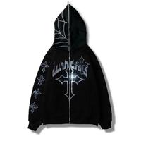 Men's Tops Rhinestone Oversized Zip-Up Hoodie Sweatshirt Jacke– Long Sweatshirt with Rhinestone Menswear Sweaters Pullover ...