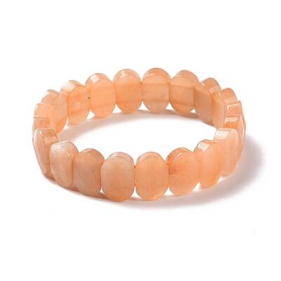 Natural Red Aventurine Oval Beaded Stretch Bracelet