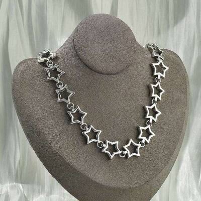 304 Stainless Steel Star Link Chain Necklaces for Women Men