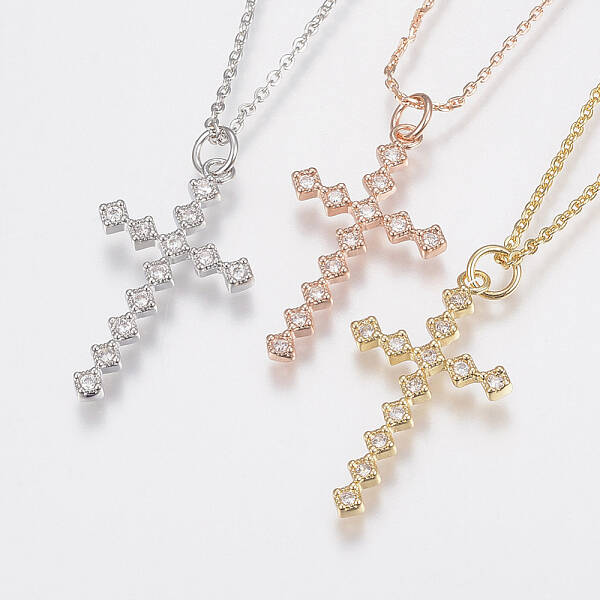 Brass Cubic Zirconia Pendant Necklaces