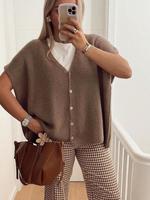 Women's Plain Button Front Sweater Cardigan, Loose Casual V Neck Knit Cardigan for Daily Wear, Ladies Knitwear for All Season...