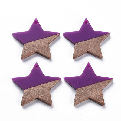 Opaque Resin & Walnut Wood Pendants