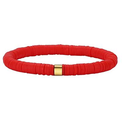 Polymer Clay Heishi Surfer Stretch Bracelet with 304 Stainless Steel Beaded