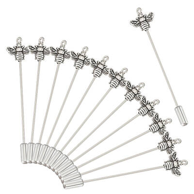 12Pcs Tibetan Style Alloy Brooch Finding with Rack Plating Brass Pins