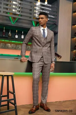 Stacy Adams Men's 3-Piece Hybrid Windowpane Suit - Outlet Edition