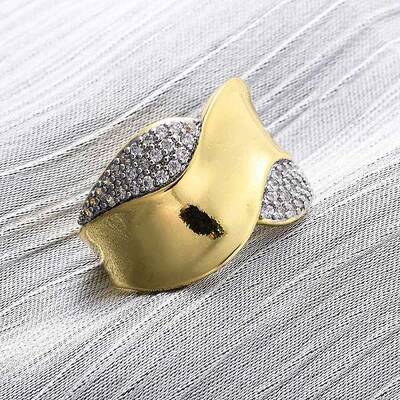 Brass Micro Pave Cubic Zirconia Adjustable Cuff Rings for Women