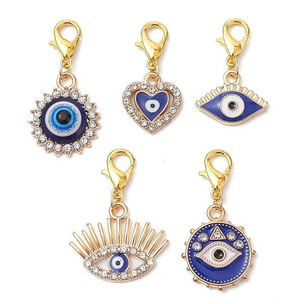 Evil Eye Alloy Enamel & Rhinestone Pendent  Decorations
