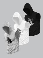 Men's Angel & Letter Print Hooded Tank Top, Regular Fit Casual Sleeveless Hoodie Vest for Daily Wear, Men's Clothes for All S...