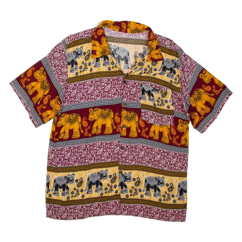 Mens Shirt Orange Crazy Pattern L